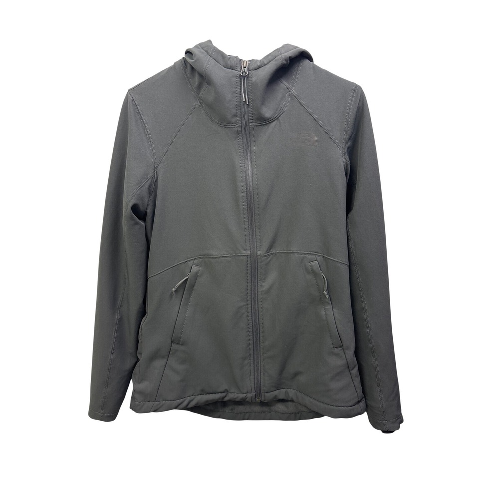 The North Face Womens Gray Full Zip Hooded Softshell Fleece Lined Jacket Small